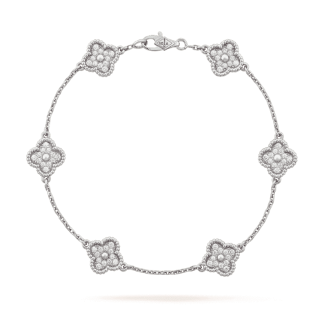Sweet Alhambra Bracelet, 6 Motifs (White Gold, Diamond)