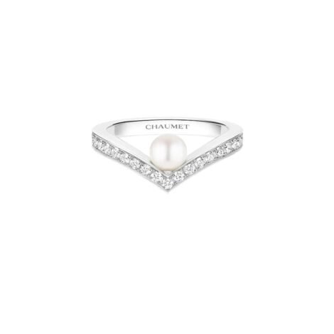 Joséphine Aigrette Ring White Gold, Pearl, Diamonds