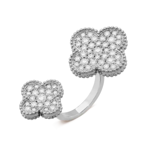 Magic Alhambra Between the Finger Ring (White Gold, Diamond)