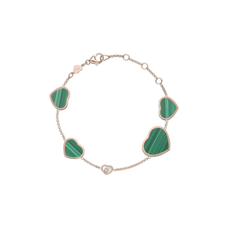 Happy Hearts Bracelet, Ethical Rose Gold, Diamond, Malachite