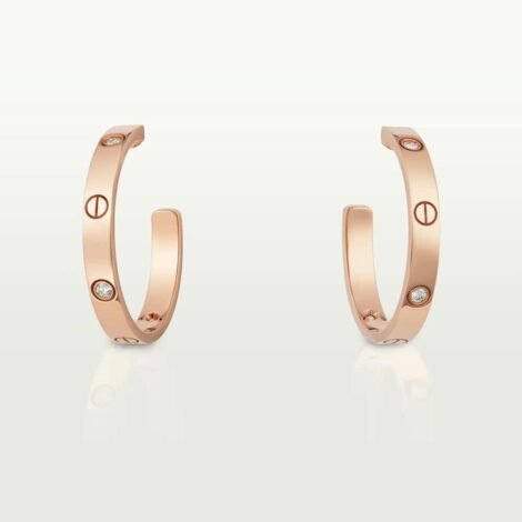 Love Hoop Earrings, Medium Model, 6 Diamonds