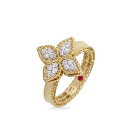 Princess Flower Ring with Diamonds, Medium