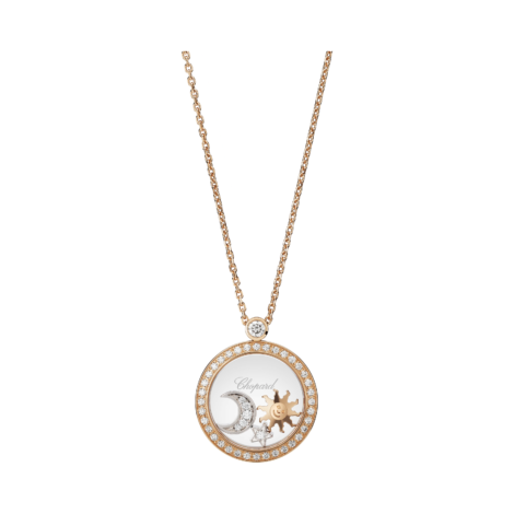 Happy Sun, Moon and Stars Pendant, Diamonds Necklace