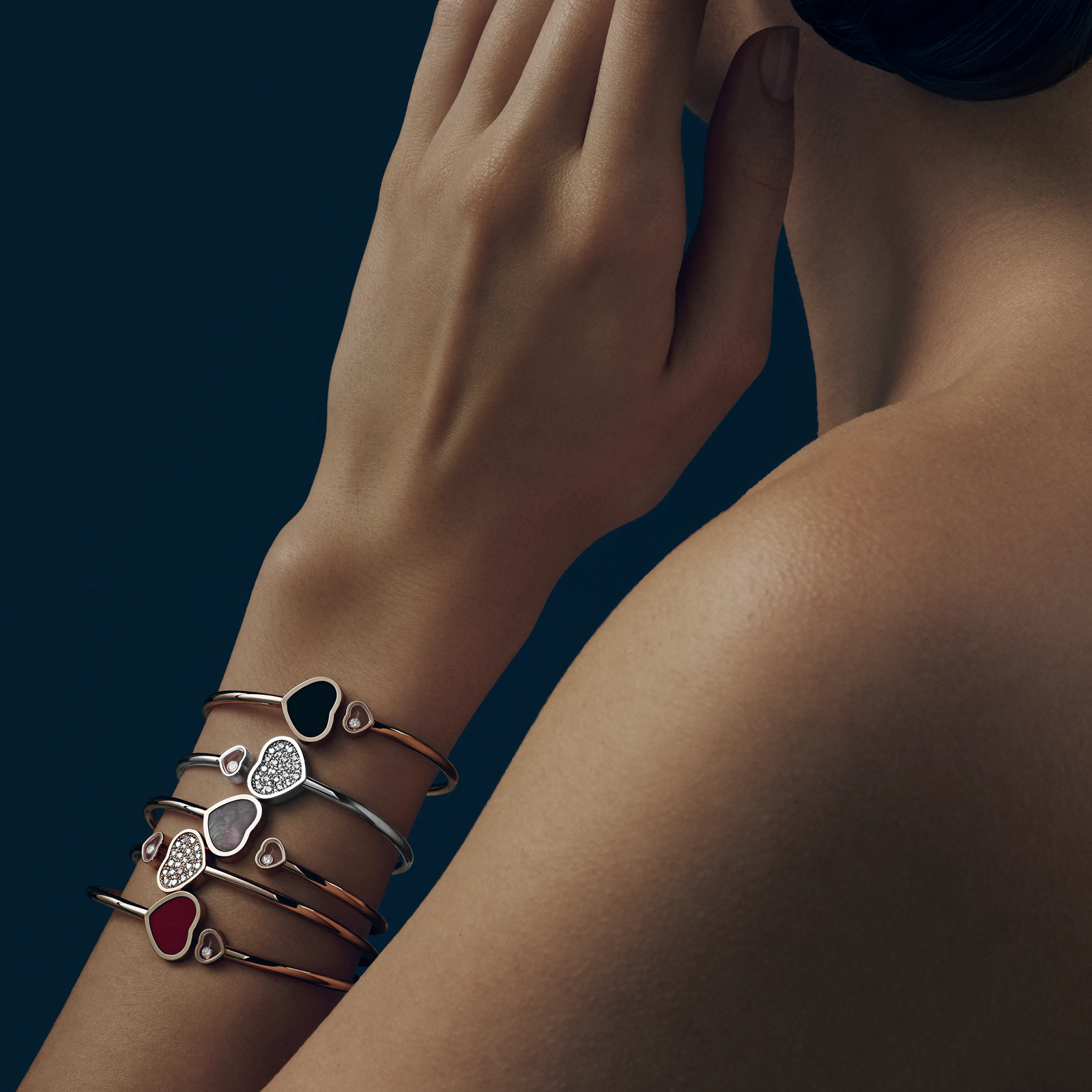 Happy Hearts Bangle, Ethical Rose Gold, Diamond