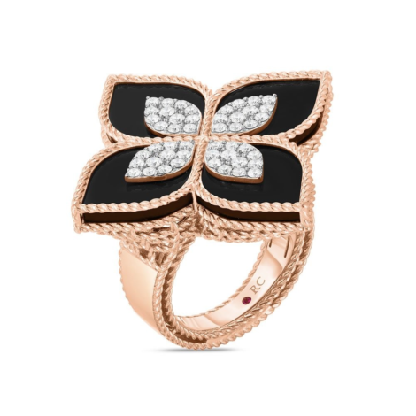 Princess Flower Ring with Diamonds, Large Model
