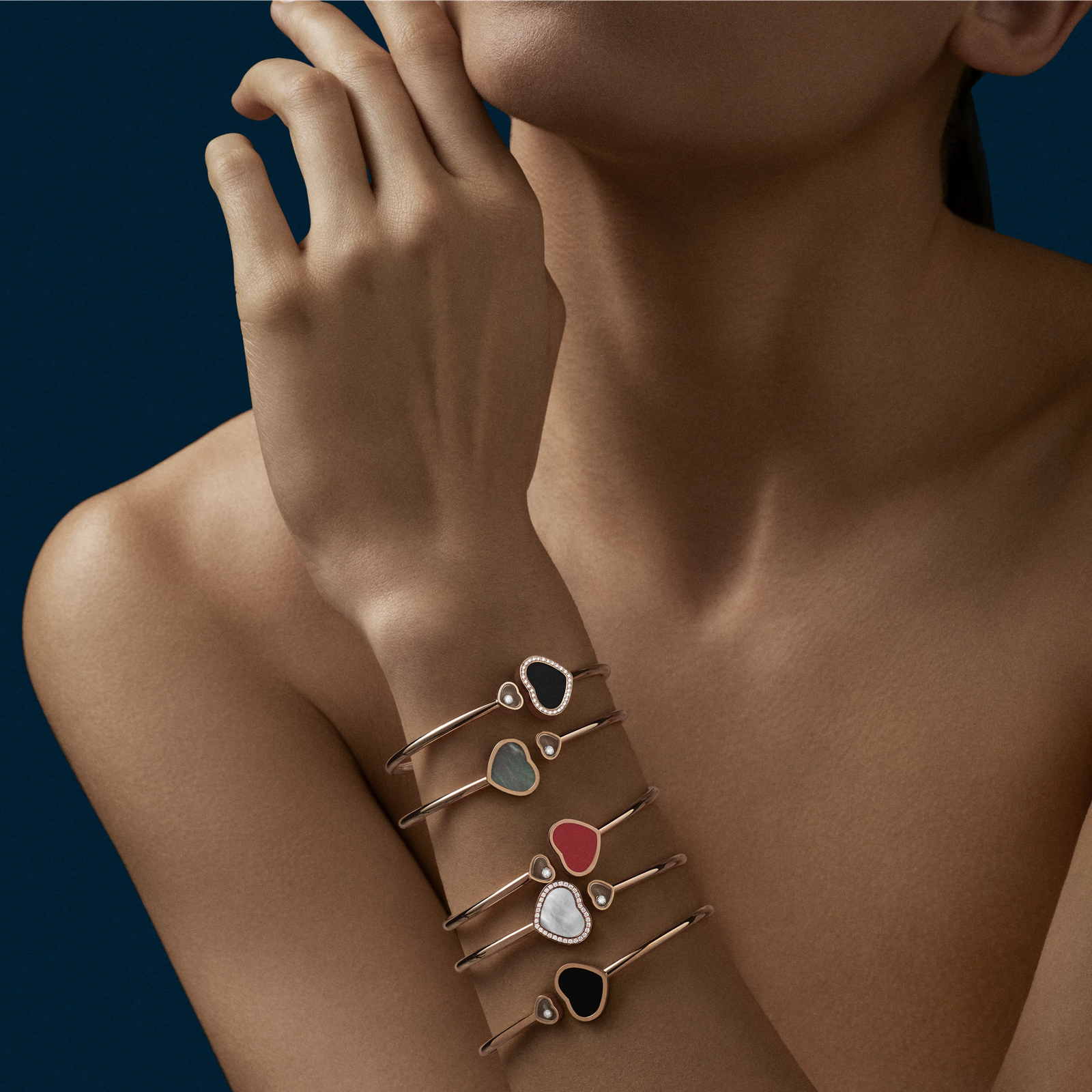 Happy Hearts Bangle, Ethical Rose Gold, Diamond