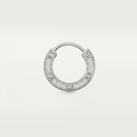 Love Single Hoop Earring, Paved White gold, Diamond