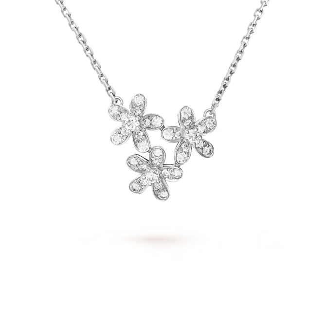 Socrate Pendant, 3 flowers (White Gold, Diamond)