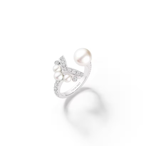 Joséphine Aigrette Ring White Gold, Pearls, Diamonds