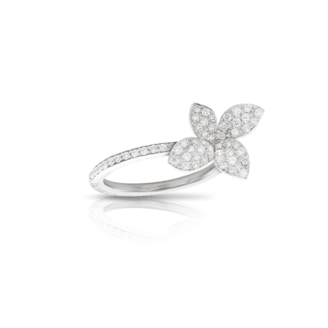 Petit Garden Ring, White Gold with Diamonds, Small Flower