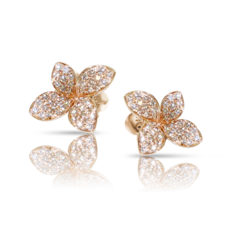 Petit Garden Earrings, Rose Gold with Diamonds, Small Flower