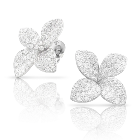 Petit Garden Earrings, White Gold with Diamonds, Medium Flower