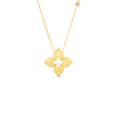 Venetian Princess Large Diamond Flower Long Necklace