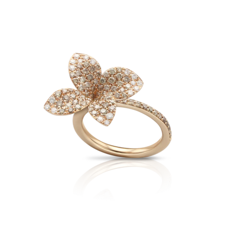 Petit Garden Ring, Rose Gold with Diamonds, Medium Flower
