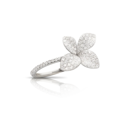 Petit Garden Ring, White Gold with Diamonds, Medium Flower