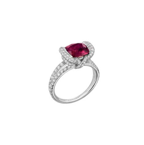 Liens d'Amour Ring White Gold, Ruby, Diamonds