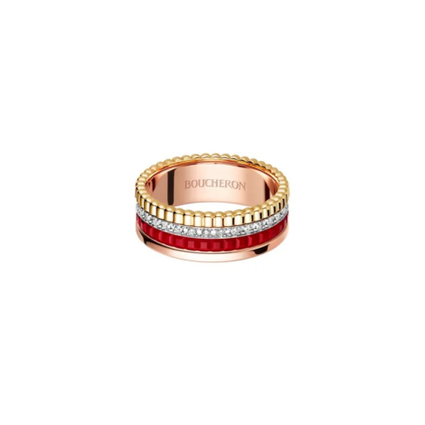 Quatre Red Edition Small Ring, Diamonds